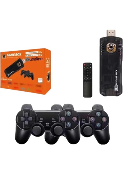 Game Stick Çift Oyun Konsolu Smart Tv Game Box 8k Ultra Hd 64 GB