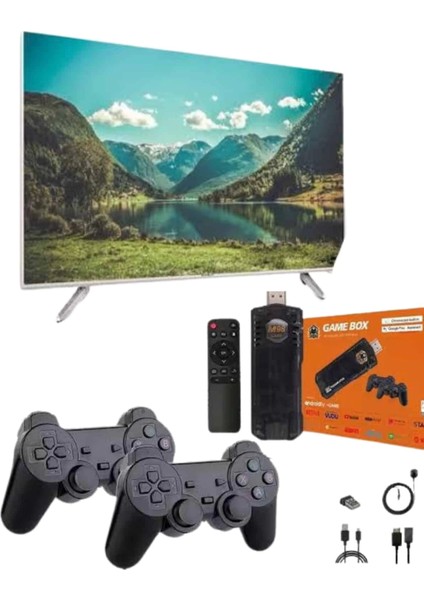 Game Stick Çift Oyun Konsolu Smart Tv Game Box 8k Ultra Hd 64 GB