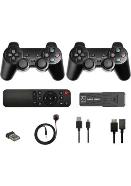 Game Stick Çift Oyun Konsolu Smart Tv Game Box 8k Ultra Hd 64 GB