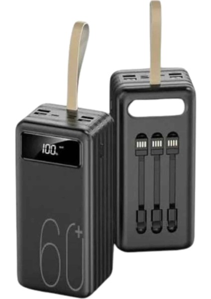Hızlı Şarj 4 Çıkışlı Powerbank 60.000 Mah Taşınabilir Dijital Göstergeli