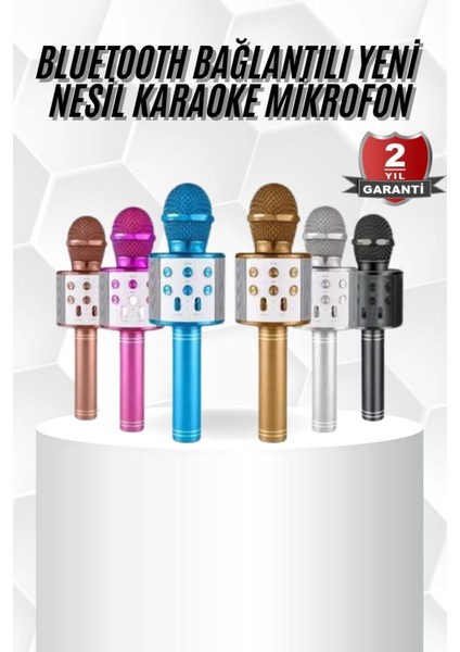 Karaoke Mikrofon Bluetooth Bağlantılı Aux Girişli Uzun Pil Ömrü Yüksek Ses Kaliteli