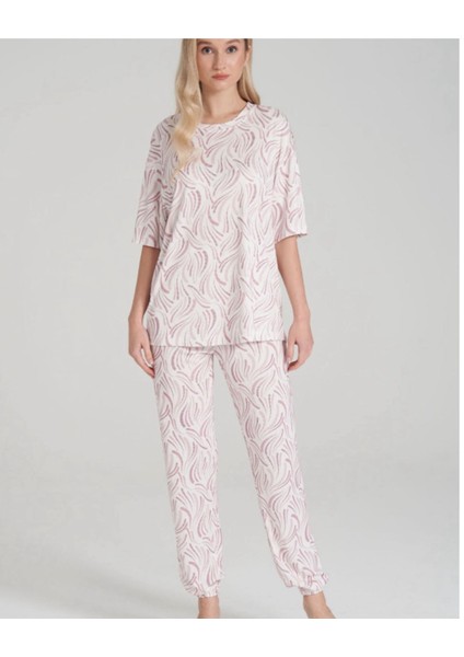 Oversize Desenli Pijama Takımı
