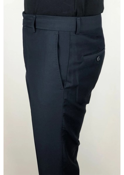 Fistan Store Erkek Yüksek Bel Italyan Kesim Slim Fit Yandan Cep Dar Paça Kumaş Pantolon