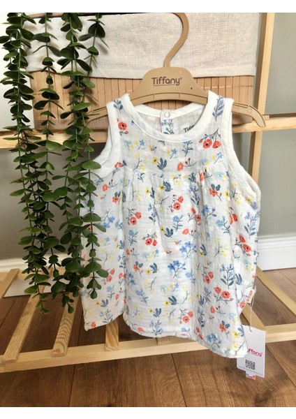 Çiçekli Müslin Elbise