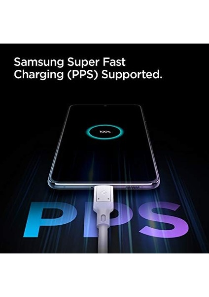 45W Usb-C Adaptör + Örgü Kablo Samsung Pps 2.0 Şarj Isı Düşürücü Gan Hızlı Şarj Aleti ve Super Hızlı Şarj Destekli Kablo iPhone & Android & iPad & MacBook Type-C PE2015 White - ACH02589