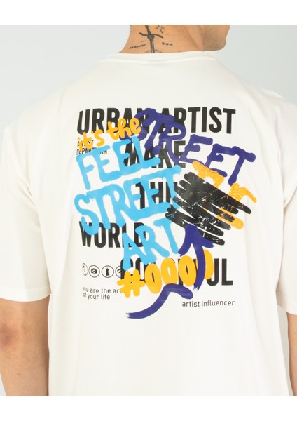 Oversıze Unisex Baskılı T-Shırt Feelart Ecrou fiyatları
