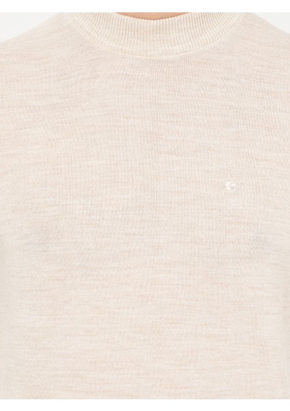 Erkek Bej Slim Fit Çeyrek Balıkçı Yaka Basic Triko Kazak 50257712-VR011