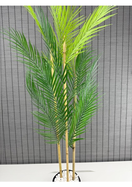 Dekoratif Yapay Yapraklı Hasır Sea Grass/ Koton Saksılı Areka Palmiye Ağacı 3 Gövde 120CM fiyatları