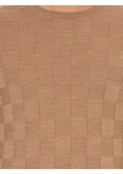Erkek Camel Slim Fit Bisiklet Yaka Triko Kazak 50258883-VR015