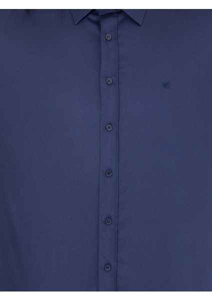 Erkek Lacivert Slim Fit Uzun Kollu Basic Gömlek 50268503-VR033