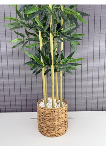 Dekoratif Hasır Su Sümbülü Saksılı Yapay Yoğun Yapraklı Dekoratif Bambu Ağacı 5 Gövde 130CM
