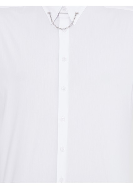 Erkek Beyaz Slim Fit Smokin Gömlek 50270056-VR013