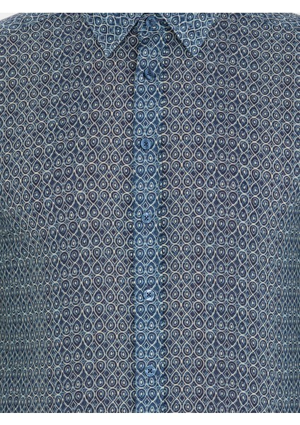 Erkek Petrol Slim Fit Uzun Kollu Gömlek 50265454-VR102