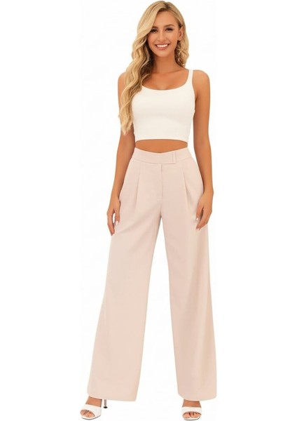 Kadın Velcro (Cırt Cırt) Kapamalı Yüksek Bel Likralı Palazzo Pantolon