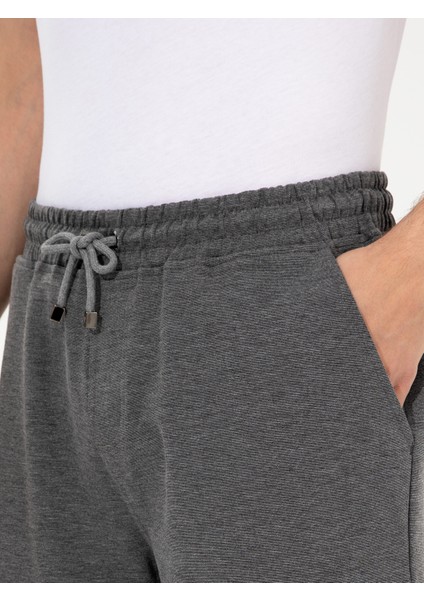 Erkek Gri Melanj Comfort Fit Örme Şort 50251962-VR109