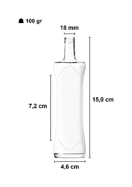 100 ml Şeffaf Piramit Sosluk 100 cc Kapaklı Kavisli Cam Şişe 6 Adet (Gümüş (Metal))