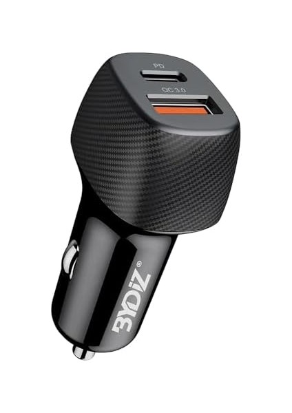 By-38 Hızlı Araç Şarj Adaptörü, 38W Pd+Usb Çift Çıkış, Pps Teknolojili, Siyah Şarj Aleti