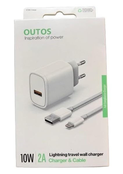 10W iPhone Şarj Seti, 1m USB To Lightning Kablo, Tüm iPhone Serisi ile Uyumlu