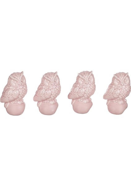 4lü Pembe Baykuşlu Biblo 9cm