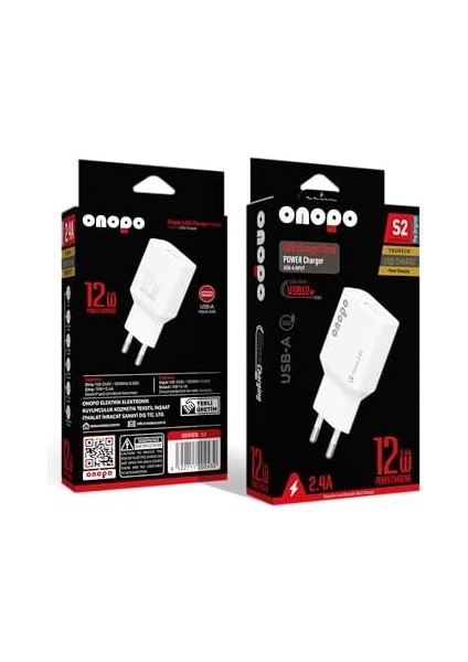 S2 12W 2.4A USB Şarj Adaptörü - Hızlı ve Güvenli Şarj!