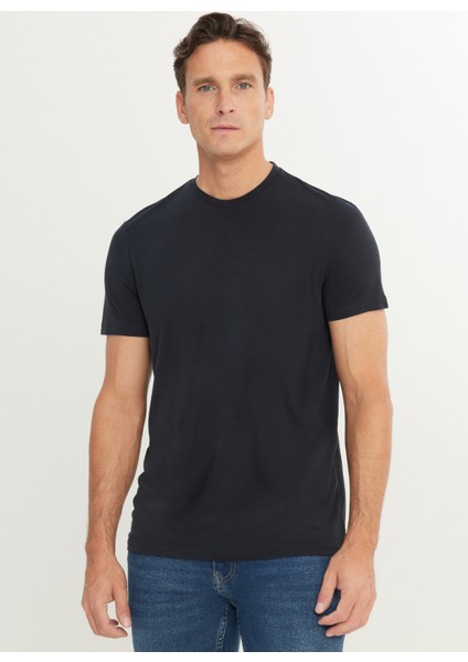 Bisiklet Yaka Düz Antrasit Erkek T-Shirt ACE091252301_ATR