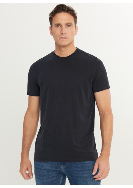 Bisiklet Yaka Düz Antrasit Erkek T-Shirt ACE091252301_ATR