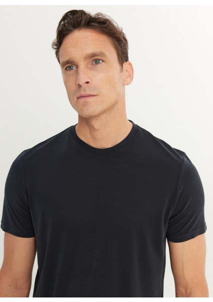 Bisiklet Yaka Düz Antrasit Erkek T-Shirt ACE091252301_ATR