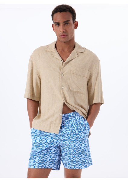 Mavi Erkek Baskılı Şort Mayo F5SM-MYO05