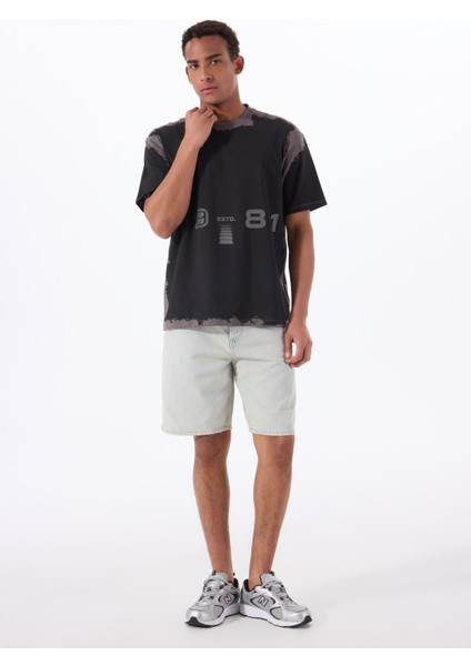Z5GI05I3Z14JBLK Kocha Cn T-Shırt Siyah Yuvarlak Yaka Oversized Desenli Erkek T-Shirt fiyatları