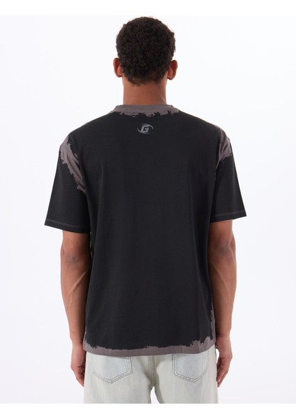 Z5GI05I3Z14JBLK Kocha Cn T-Shırt Siyah Yuvarlak Yaka Oversized Desenli Erkek T-Shirt indirimleri