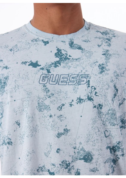 Z5GI01I3Z14P7WN Muscarı Cn T-Shırt Mavi Yuvarlak Yaka Oversized Desenli Erkek T-Shirt fırsatları