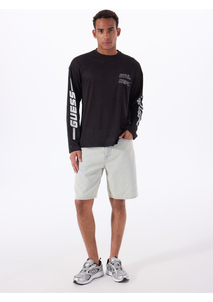 Z5GI12KCR00JBLK Slug Cn Ls T-Shırt Siyah Yuvarlak Oversized Desenli Erkek T-Shirt fiyatları