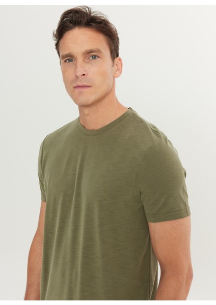 Bisiklet Yaka Düz Haki Erkek T-Shirt ACE091252301_HAK fırsatları