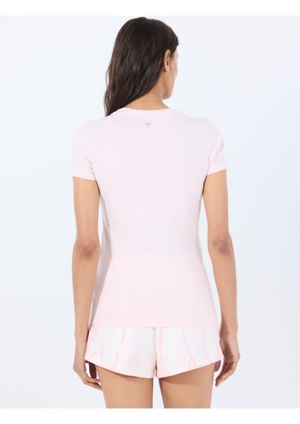 Yuvarlak Yaka Baskılı Pembe Kadın T-Shirt Cn Ss Leaf Trıangle - Mıd Organıc S indirimleri
