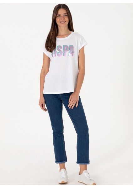 Bisiklet Yaka Beyaz Kadın T-Shirt Gracey fırsatları