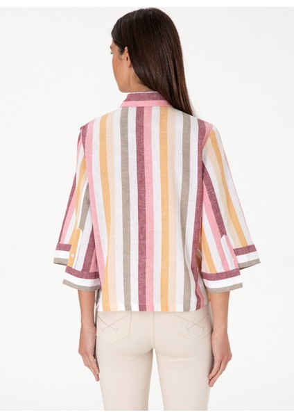 Regular Fit Gömlek Yaka Açık Turuncu Kadın Gömlek MARA025Y indirimleri