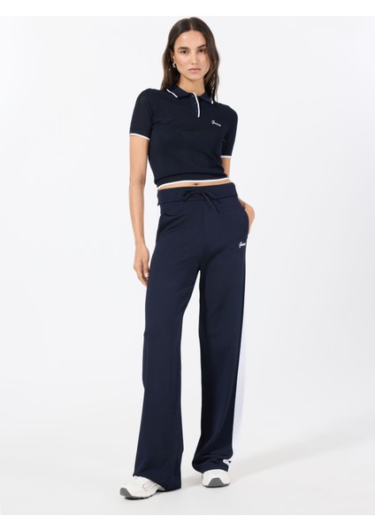 V5GB00Z3D60A71W Sweater Pants Lacivert Lastikli Bel Relaxed Desenli Kadın Eşofman Altı