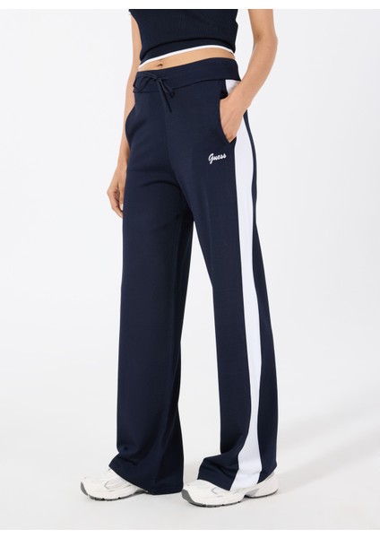 V5GB00Z3D60A71W Sweater Pants Lacivert Lastikli Bel Relaxed Desenli Kadın Eşofman Altı