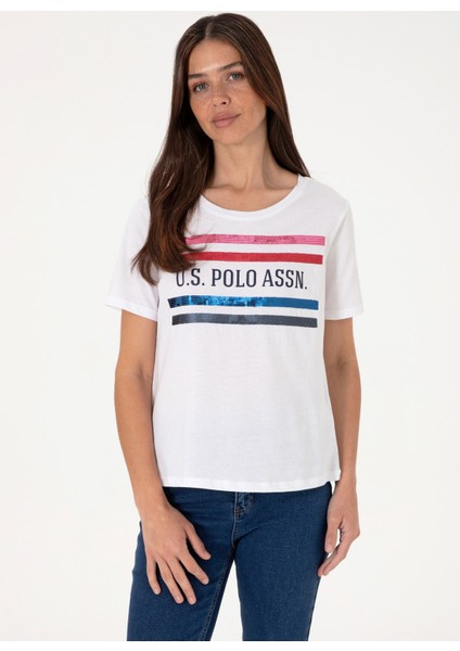 Bisiklet Yaka Beyaz Kadın T-Shirt Sılot