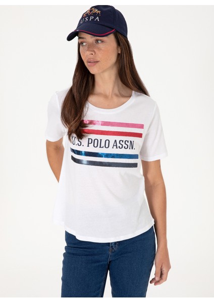 Bisiklet Yaka Beyaz Kadın T-Shirt Sılot modelleri