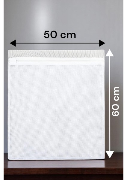 Fermuarlı Çamaşır Yıkama Filesi 50 x 60 cm Ayakkabı Filesi Beyaz Çamaşır Ayakkabı Düzenleyici