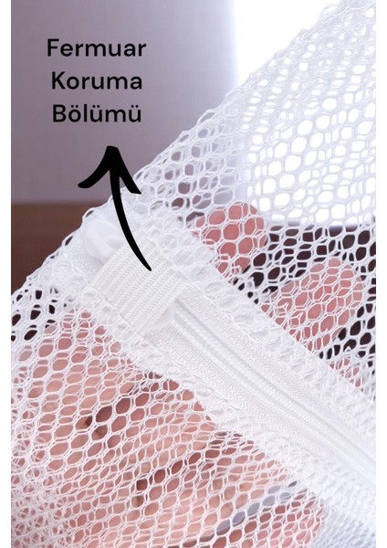Fermuarlı Çamaşır Yıkama Filesi 50 x 60 cm Ayakkabı Filesi Beyaz Çamaşır Ayakkabı Düzenleyici