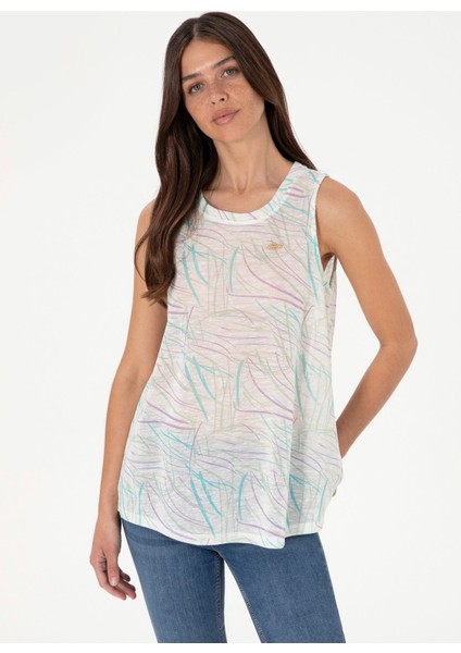 Bisiklet Yaka Açık Mavi Kadın T-Shirt Surlıs