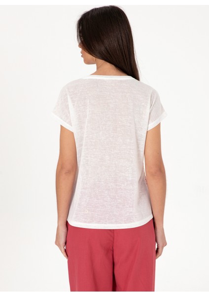 Bisiklet Yaka Açık Turuncu Kadın T-Shirt Sode indirimleri