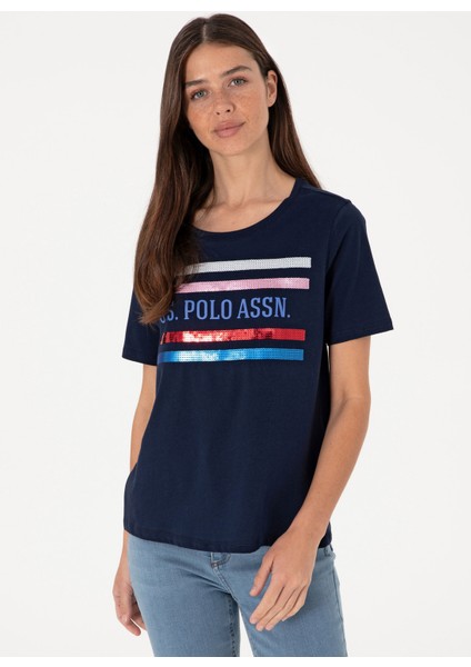 Bisiklet Yaka Lacivert Kadın T-Shirt Sılot