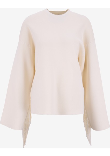 Ekru Kadın O Rahat Kazak Yasfrınga Ls O-Neck Knıt Pullover S