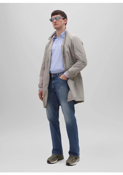 Regular Fit Gömlek Yaka Mavi Erkek Gömlek A CE29 L085