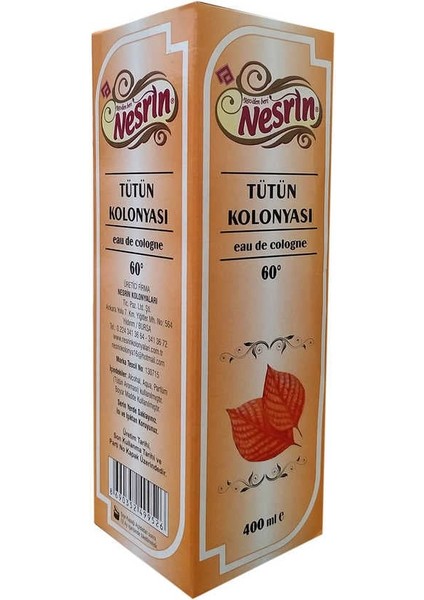 Tütün Kolonyası 60 Derece Kutulu Pet Şişe 400 ml Yeni
