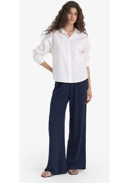 Wide Leg Cepli Yüksek Bel Standart Boy Keten Karışımlı PANTOLON F5024AX25SP