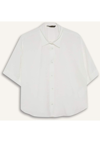 Loose Fit Gömlek Yaka Modal Kısa Kollu Gömlek F7080AX25SM